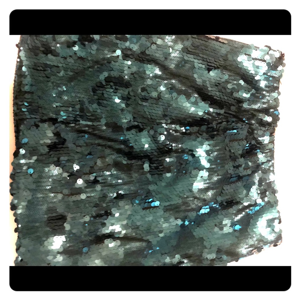 Green sequin mini skirt